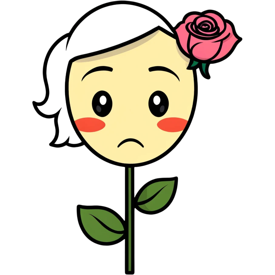 ☹️ with flower of rose emoji