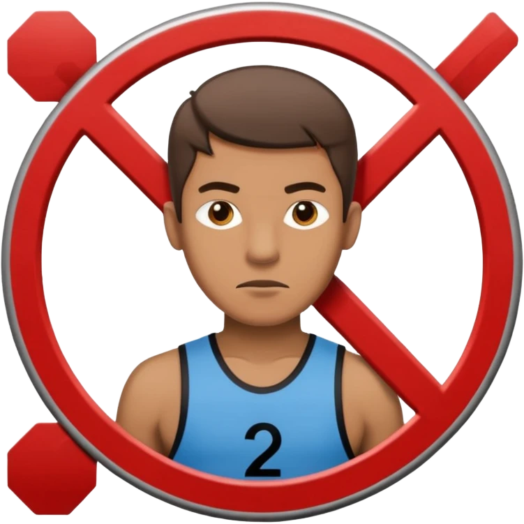 emoji de uma homem andando com roupa da ginástica com um simbolo de proibido por cima. semelhante a uma placa de transito emoji