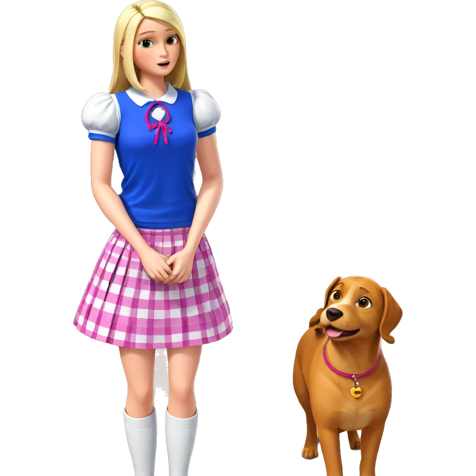 girl with dog in skirt emoji