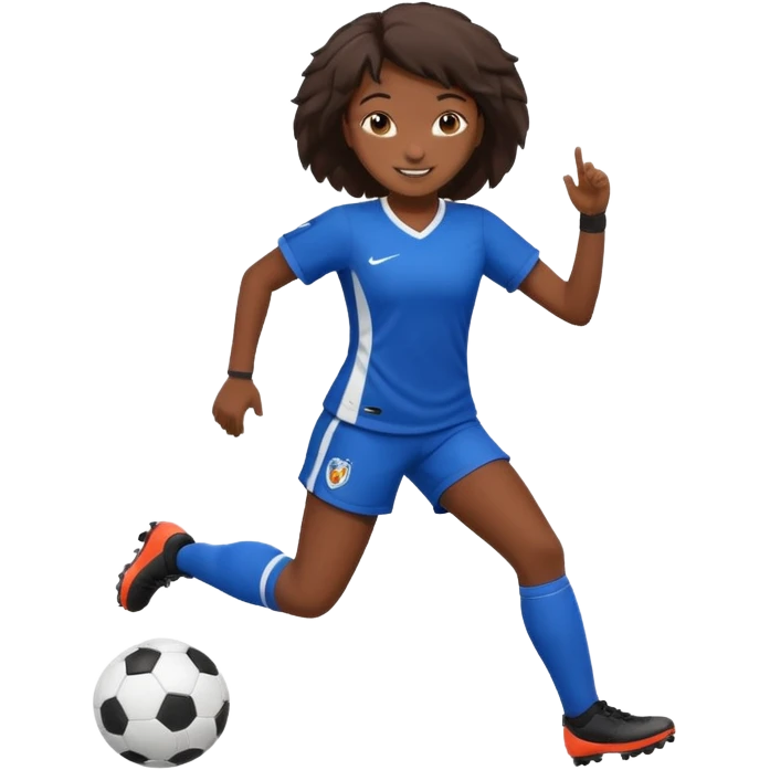 chica morena jugando futbol emoji