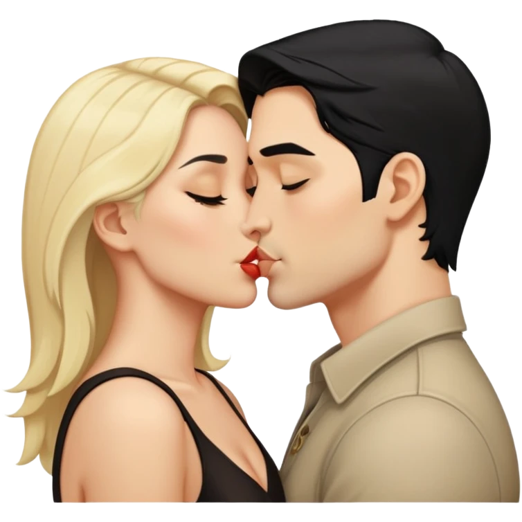 blond man and black hair woman kissed  emoji