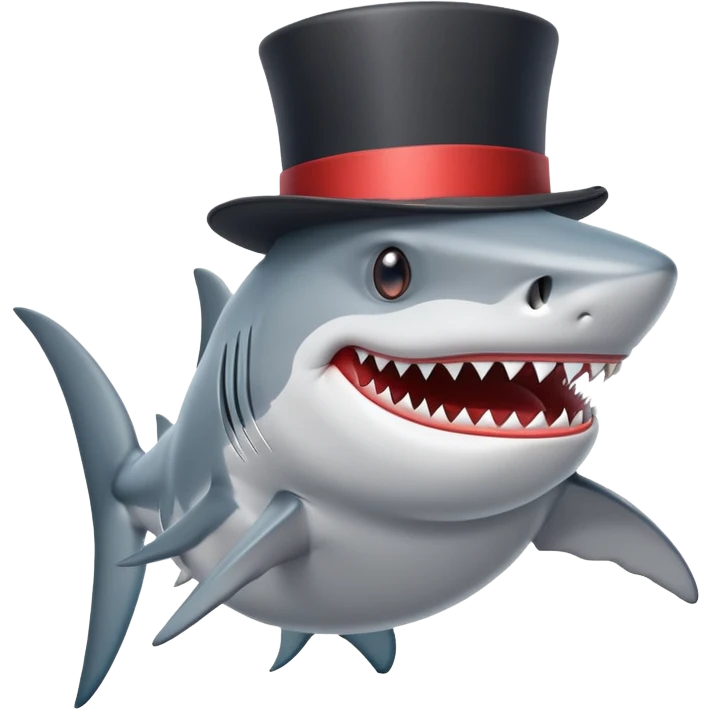 Shark with a top hat emoji