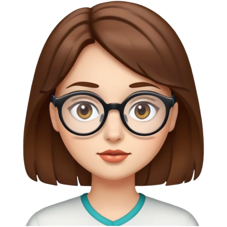 Brown hair siren eyes round face glasses  emoji