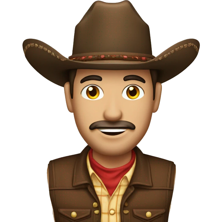 hombre vaquero con sombrero marron y delantal cafe de cocinero sin bigote emoji