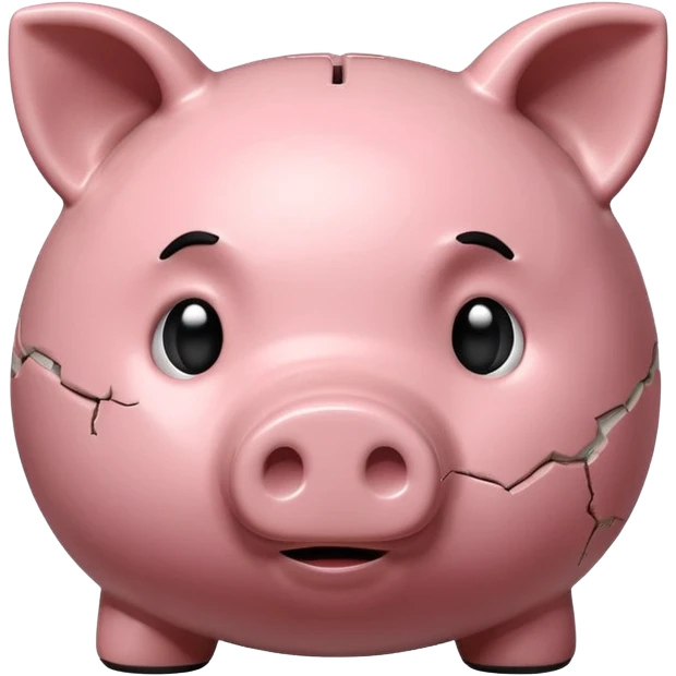 emoji of sad piggy bank, right view emoji