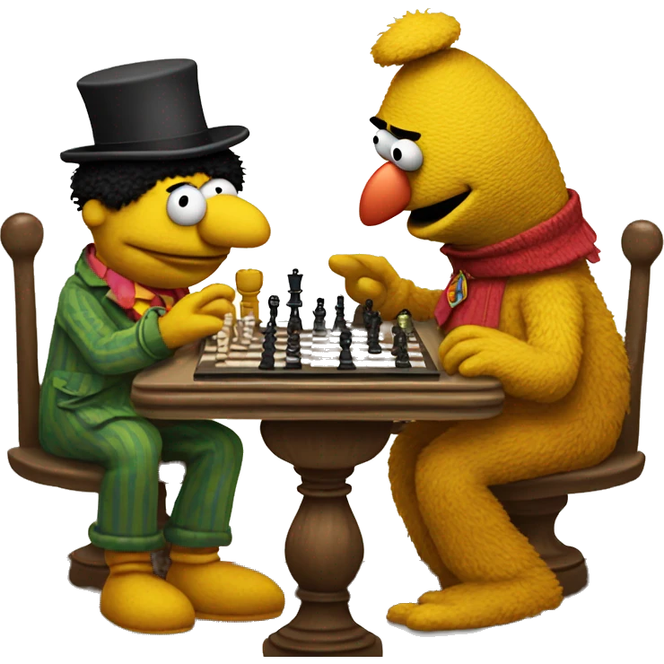 Sesame Street Ernie and Bert playing chess emoji