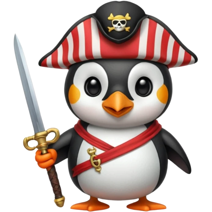 Penguin pirate with sword emoji