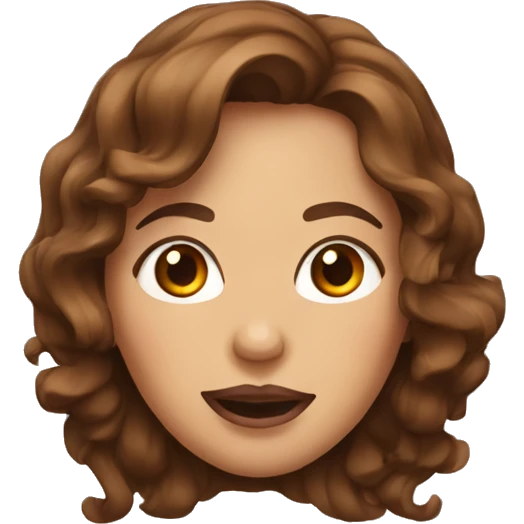 Woman with wavy brown hair sticking tongue out emoji