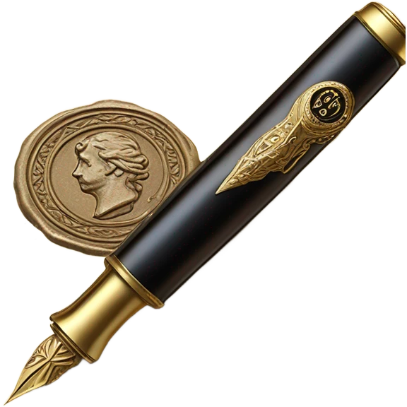 Fountain pen and wax seal stamp emoji