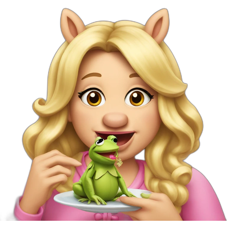 miss piggy eating frogs emoji
