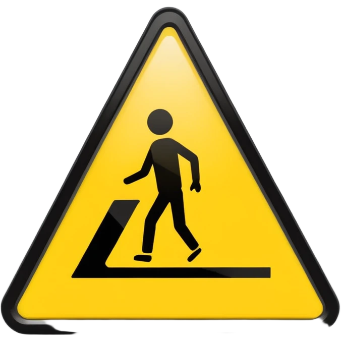 Caution Sign – yellow triangle, Subway Sign. emoji