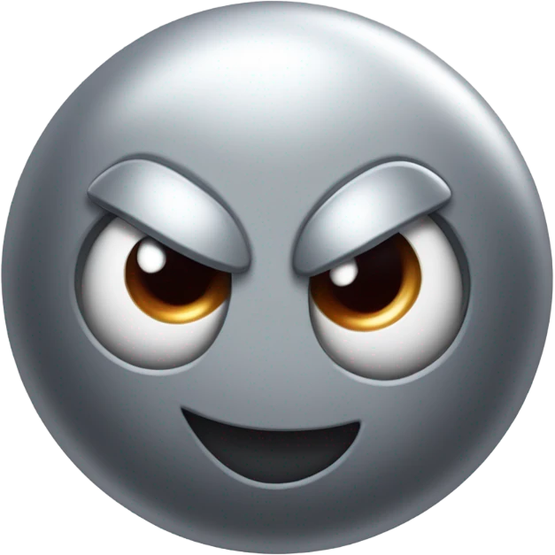 Metal cute mad Kirby bubble Gray ball driving on car wheels with mad eyebrows game emoji