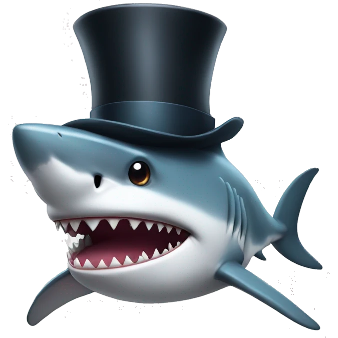 Shark with a top hat emoji
