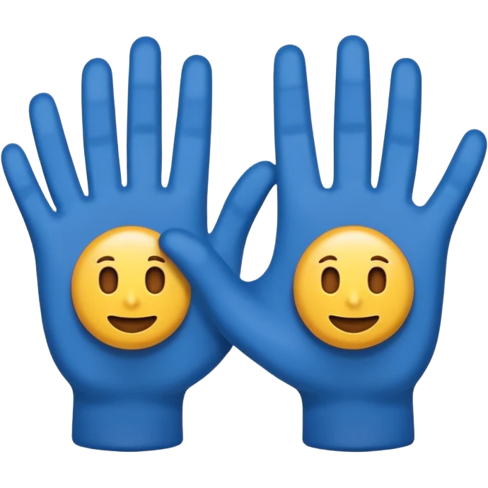 Dos manitas azules diagonales en forma de reverencia emoji
