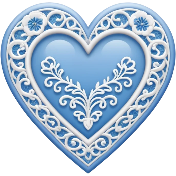 delicate lace pattern inside a heart emoji