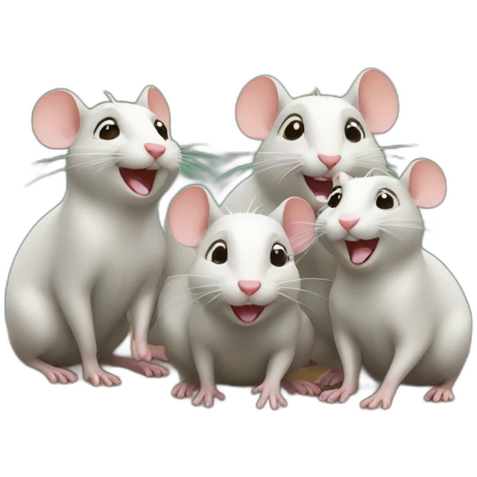 four happy rats emoji