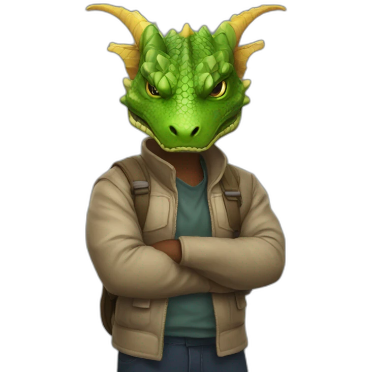 a si anman with dragon hat emoji