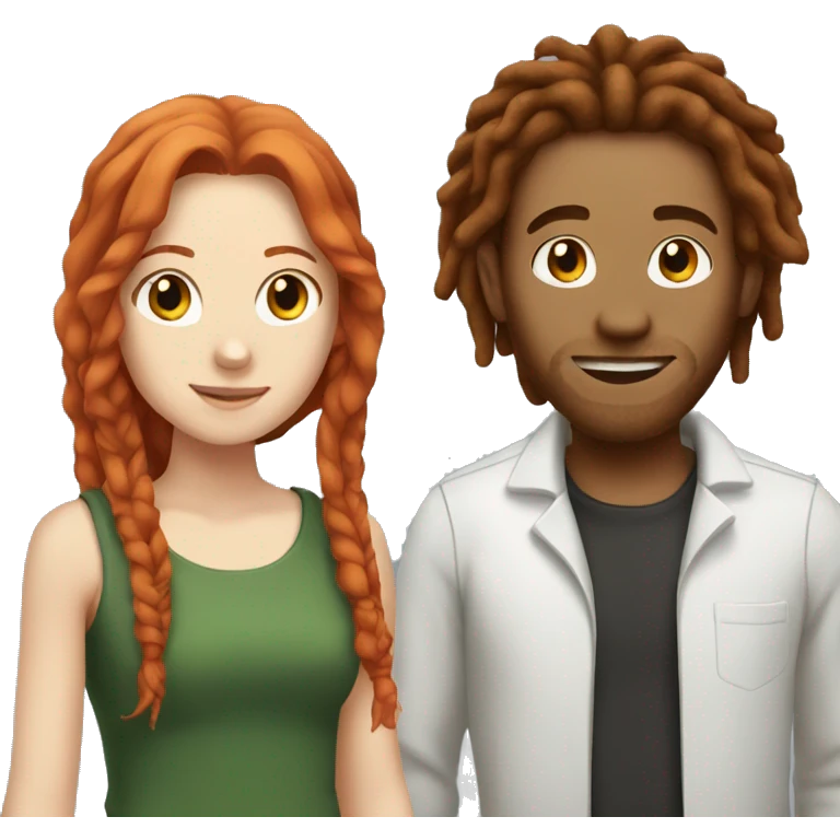 Guy with dreadlocks and redhead girl emoji