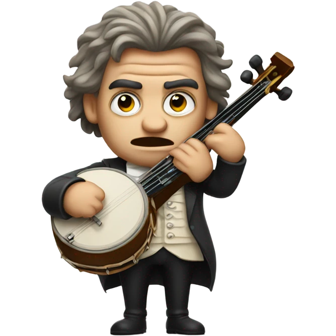 Beethoven looking stern holding banjo emoji
