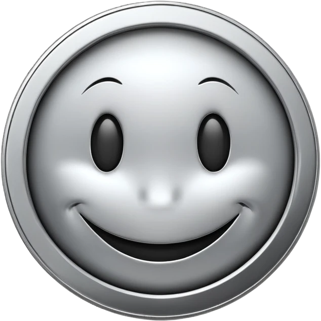 Silver coin smiley face emoji