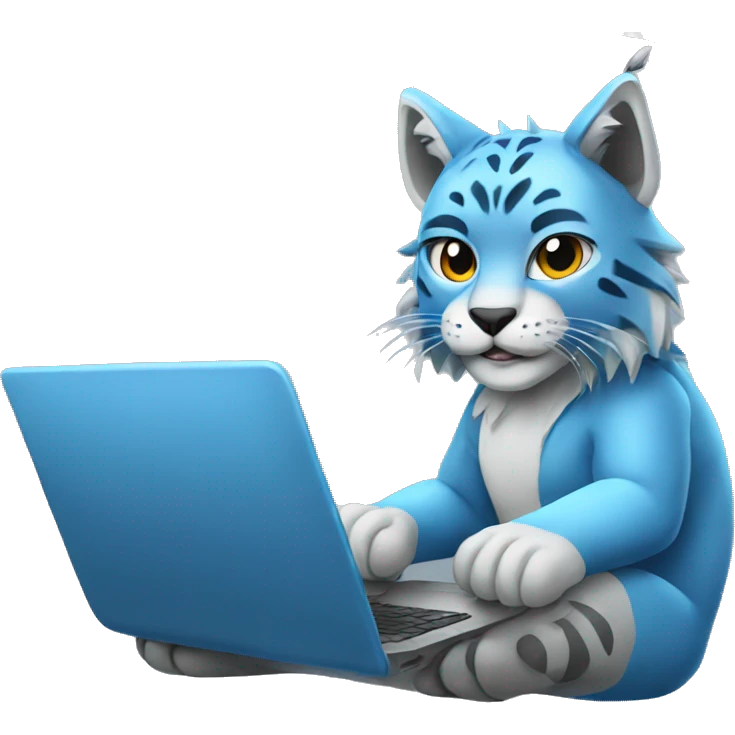 A blue lynx with a laptop emoji