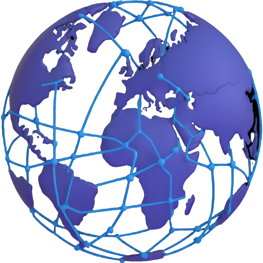 online connectivity globe with network nodes emoji