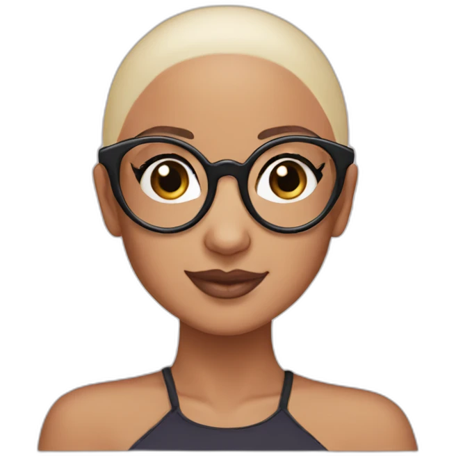 bald ariana grande with round glasses emoji