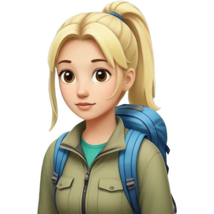 blonde girl with high pony tail hiking in the woods emoji