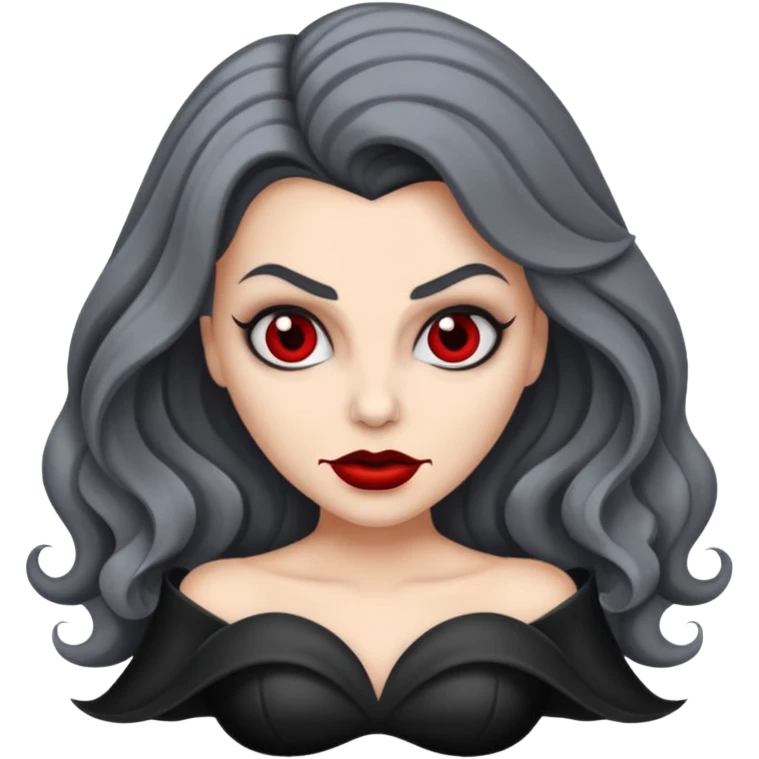 vampira com a cor de pele cinza, cabelo ondulados emoji
