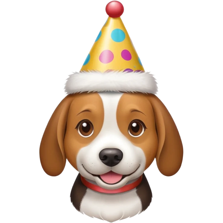 Beagle wearing party hat emoji