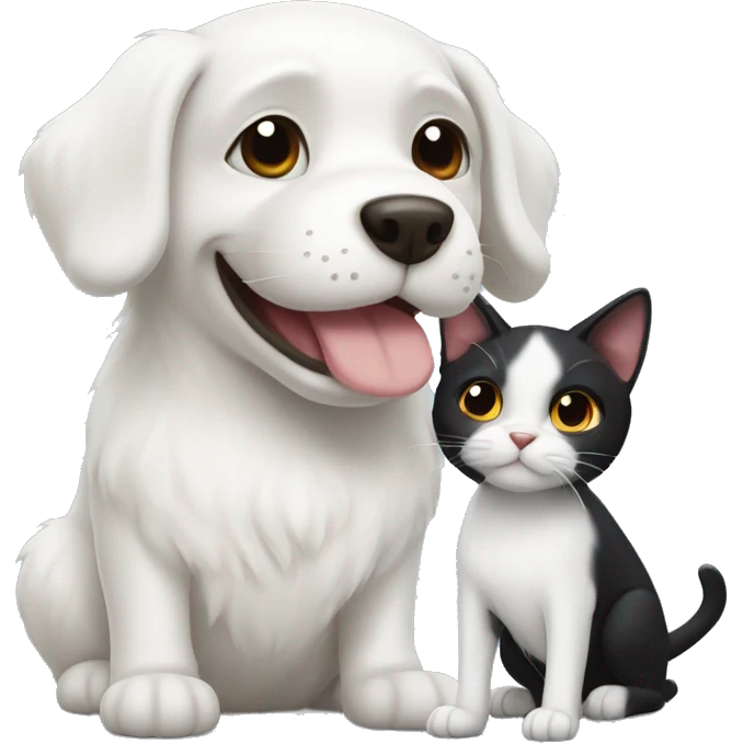 white cat and black dog emoji