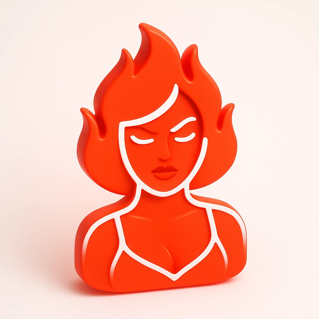 a red-hot woman, fiery and bold, interpretation 3 emoji