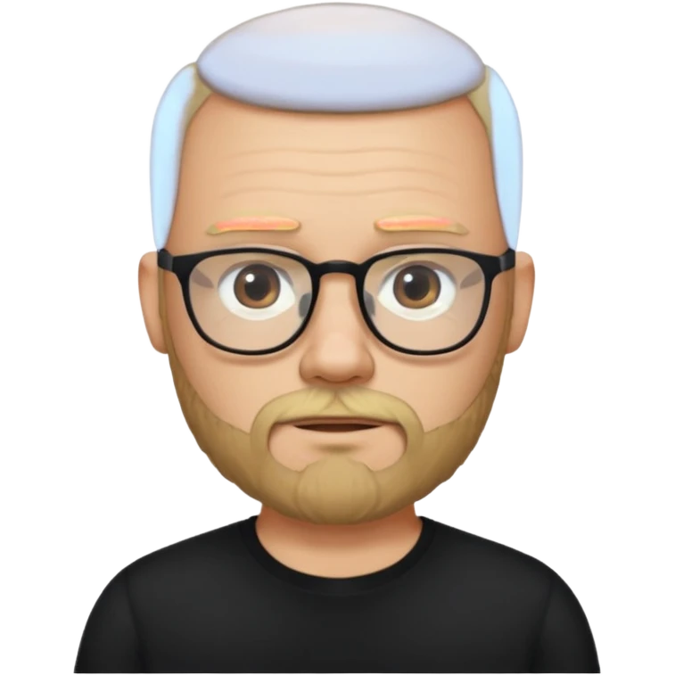 bearded blonde bald man with eyeglasses with black shirt emoji