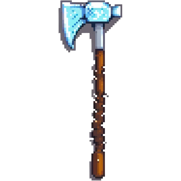 pixelated Minecraft diamond pickaxe with brown handle emoji