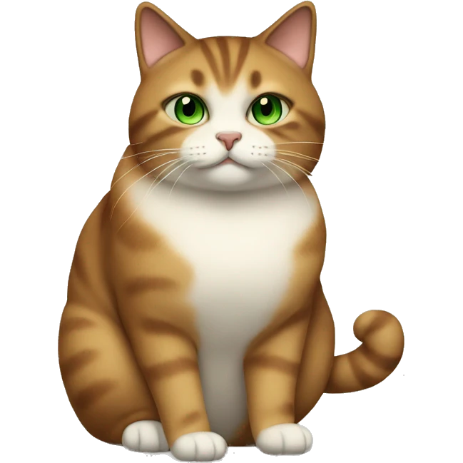 Fat Cat with green eyes brown and beige fur  emoji
