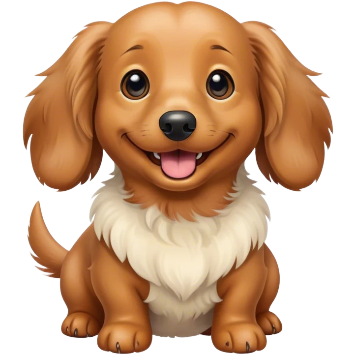 cream fluffy dachshund is happy emoji