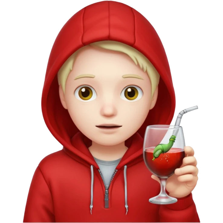 worm in glass in a red hoodie emoji