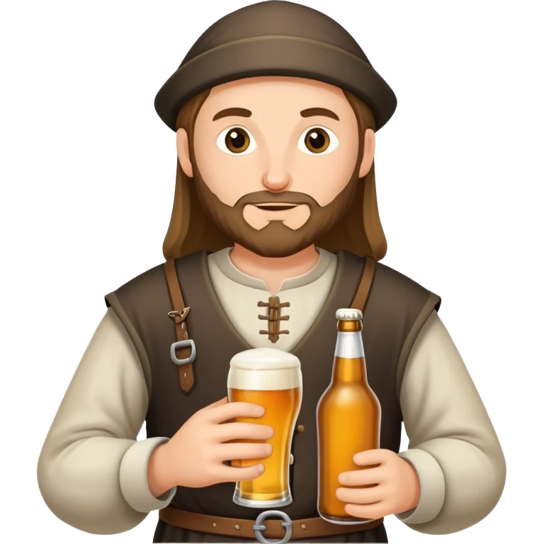 medieval pilgrim with bottle of beer emoji