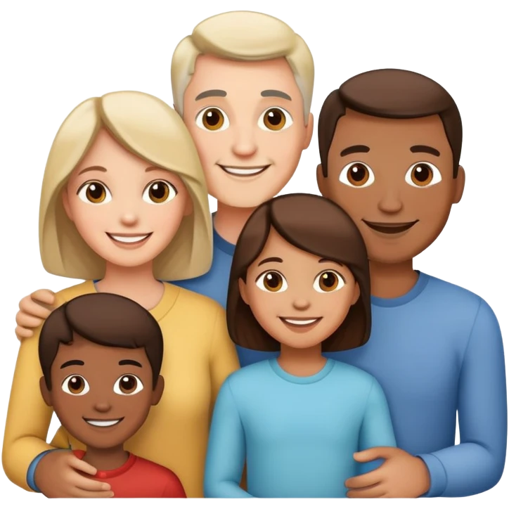 happy family with parents and two children smiling together emoji