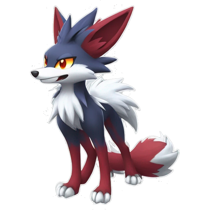  Braixen-Zoroark-Lycanroc Midnight Form-Fakemon Full body emoji