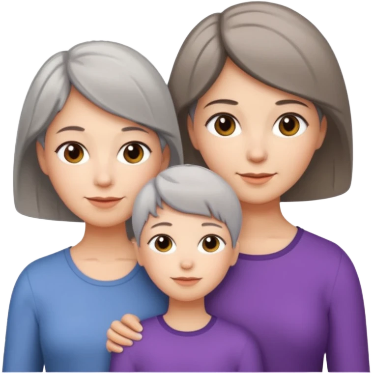A mum with short Gray hair and her two adult daughters with Light brown hair emoji