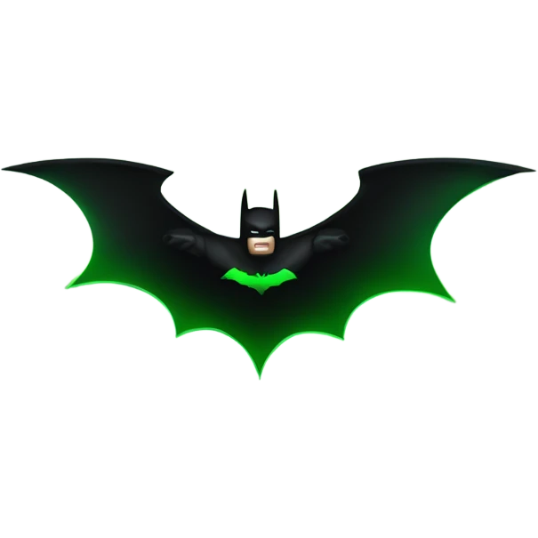 The dark knight batman flying movie, with green Glow behind him emoji