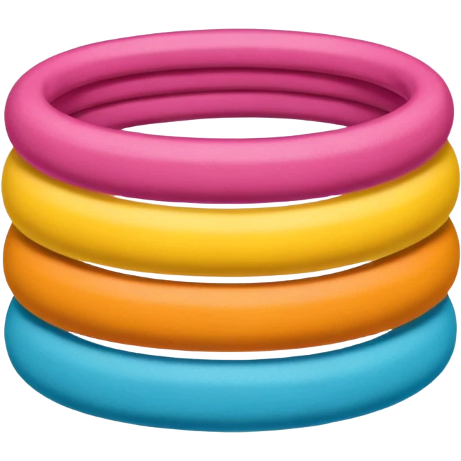 hair tie for tying hair，colourful，三根叠在一起，交错着叠 emoji