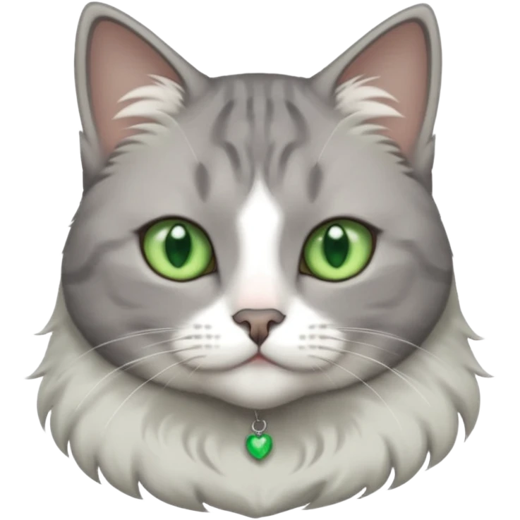 beautiful female grey cat with green eyes, white paws and white chest emoji