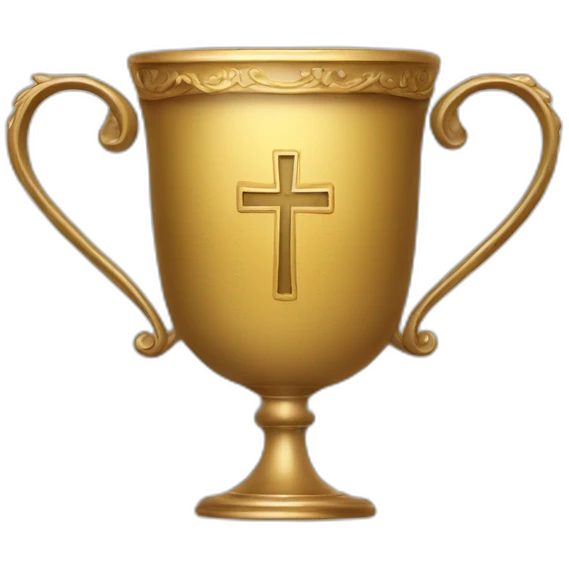 royal empty Christian cup for the winner with a cross on royal background emoji