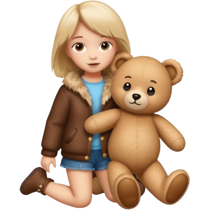 a full body of girl kid wearing fur clothing, playing teddy bear



















 emoji
