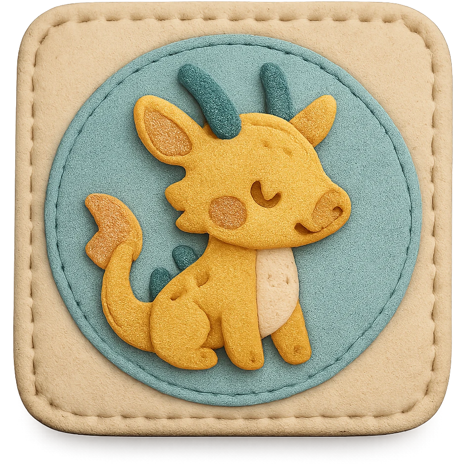 an embroidery frame with a cute fantasy animal embroidered, soft colors emoji