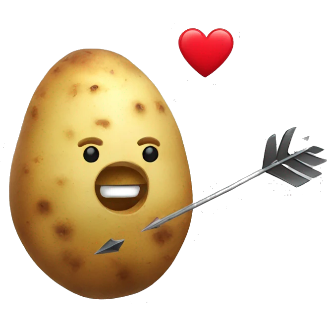 A potato shooting a heart with a arrow emoji