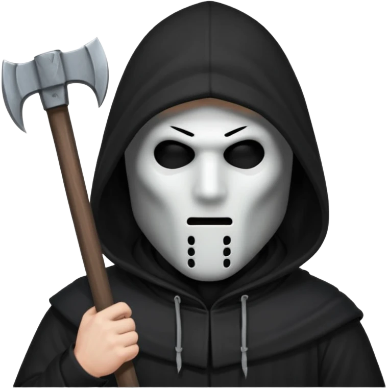 an executioner with a black hood/sheet on his face so we can't see his face but only his eyes and an axe in his hand emoji