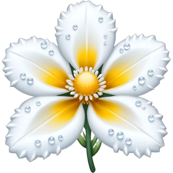 A tiny winter bloom dusted lightly with frost crystals. emoji